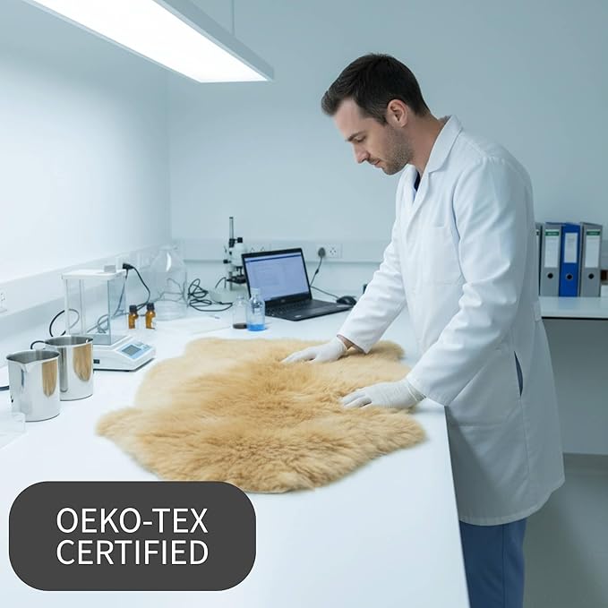 Super Area Rugs Brown Sheepskin Rug - Golden Brown Sheep Rugs - Premium Quality Sheep Skin for Chair Draping and Floor Covering