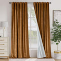 Lazzzy Gold Brown Blackout Velvet Curtains 84 Inch Long Thermal Insulated Room Darkening Curtain Drapes Luxury Back Tab Window Treatments for Bedroom Living Room 2 Panels, 52 x 84 Inch, Golden Brown