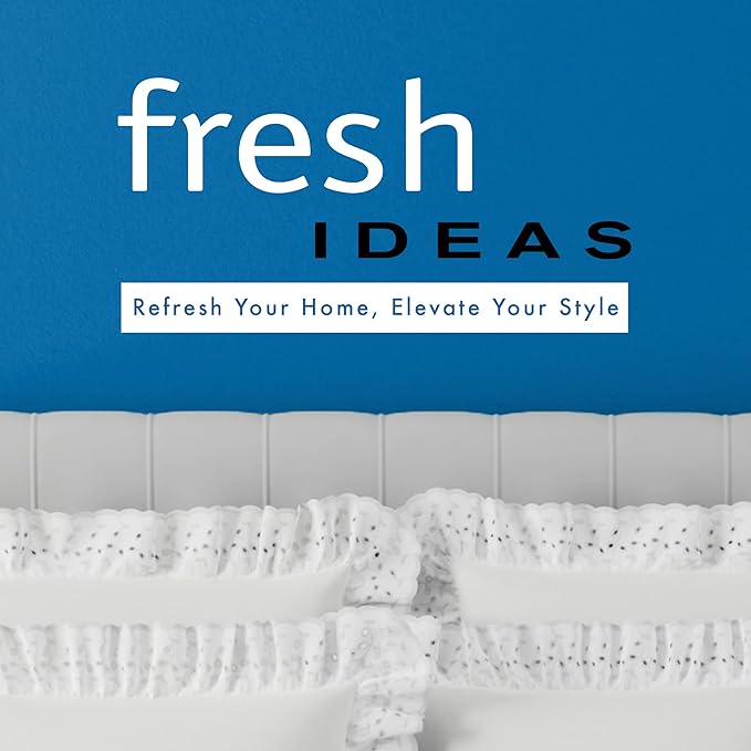 Fresh Ideas Eyelet Bed Skirt, Ruffled Design, 14 Inch Drop, Embroidered Scalloped Edge, California King, White