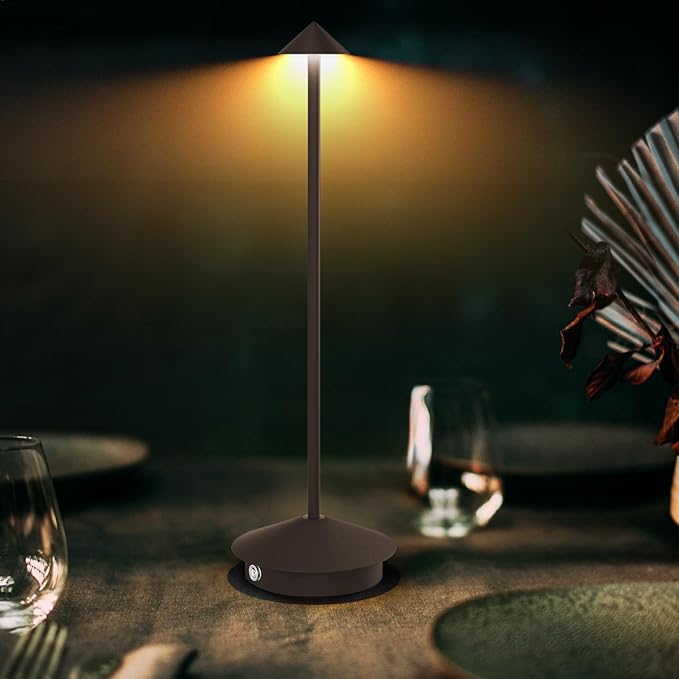 2-Pack 6000mAh Rechargeable Led Table Lamp Cordless,3000K-6000K Stepless Dimming Touch Lamps with Memory Function,IP54 Waterproof Aluminum Table Light for Outdoor/Bars/Restaurant/Patio(Rust)