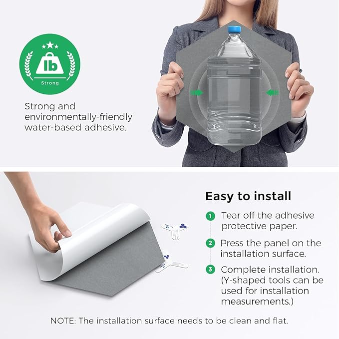 Self-Adhesive Acoustic Panels [390 lbs/yd³ Ultra-High Density], 2nd Generation Sound Absorbing Panel, Professional Level Sound Panel, Polyester Soundproof Foam [Size M, MoonGrey & SilverGrey]