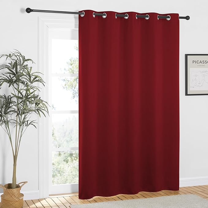 NICETOWN Burgundy Red Blackout Curtains 84 inch Length, Grommet Top Room Darkening Drapes for Bedroom Living Room, Light Blocking Window Covering for Privacy (W66 x L84 Inch, 1 Panel)