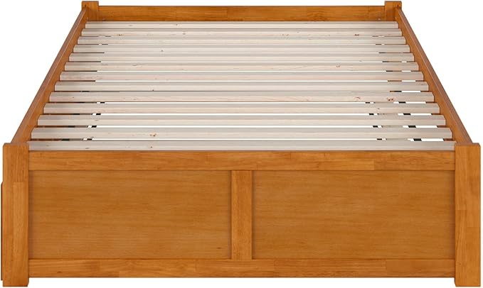 AFI Concord Full Solid Wood Platform Bed with Footboard & Full Trundle in Light Toffee