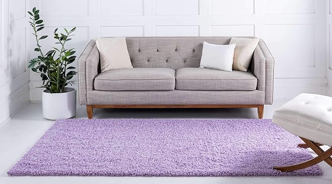 Unique Loom Solid Shag Collection Area Rug (8' x 10' Rectangle Lilac)