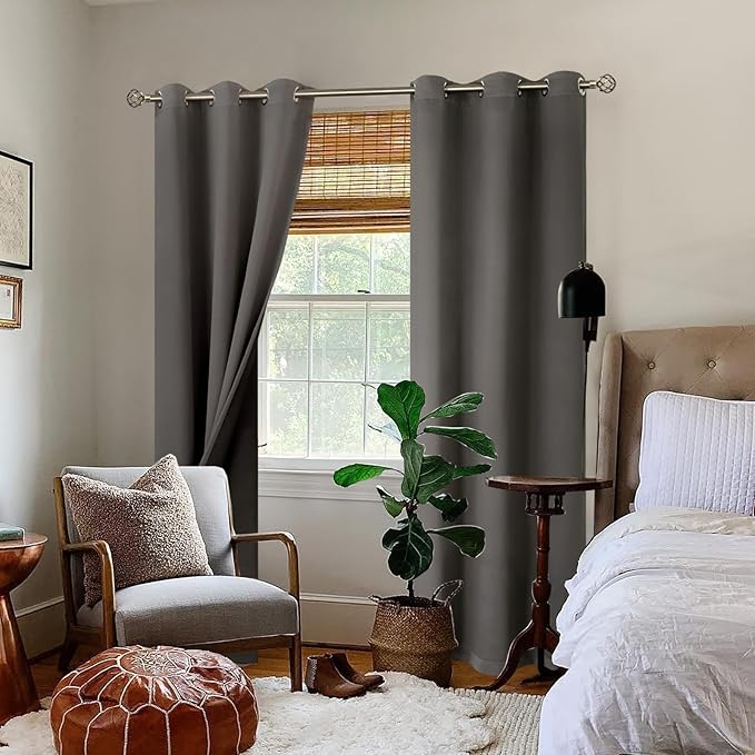 BGment Grey Blackout Curtains 84 Inches Long 2 Panels Set for Living Room, Thermal Insulated 100% Light Blocking Curtains & Drapes, Grommet Soundproof Curtains for Bedroom Window, Each 38 Wide