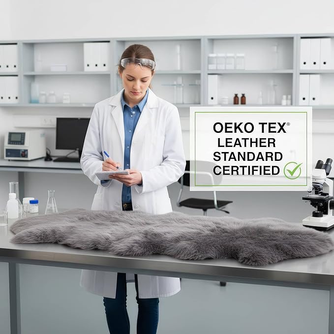 Premium Gray Sheepskin Rug Genuine Fur Bedside Runner 2x6ft - Great for Soothing Feet - Ethically Sourced Sheep Fur Rugs - Sheepskins Wool Runner