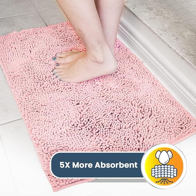 Muddy Mat® | Super Absorbent Door Mat Indoor, Microfiber Quick Dry Chenille Entryway Rug, Non-Slip Front Door Mat, Indoor Mats for Entryway, Machine Washable Pet Rug, Pink 24"x36"