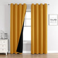 ChrisDowa 100% Blackout Curtains 102 inch Long for Bedroom with Black Liner, 2 Thick Layers Total Blackout Thermal Insulated Grommet Window Curtains 2 Panels Set (Mustard Yellow, 52 x 102 Inch)
