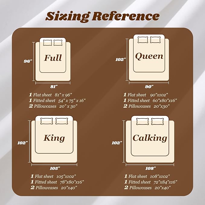 LBRO2M 1000 Thread Count 100% Egyptian Cotton Sheets Set Full Size, 4 Piece Sets Bed Sheet Deep Pocket Sheet Set 16" Soft Comfortable All Season (Full, Tapue)
