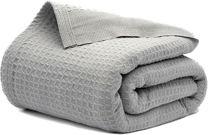 Salt Earth 100% Cotton Throw Blanket, King, 106"X92" Waffle Throws for Home, Bedrooms, Outdoor & Office Couch, Modern Room Decor Blankets, Lightweight, All Season Western Blanket (Scottish Grey)