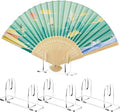 Roowest 4 Pcs Acrylic Fan Display Stand Folding Clear Fan Holder Easel Japanese Chinese Hand Fan Stand Foldable Handheld Fan Display Stand Base Fan Organizer