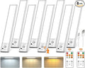 Under Cabinet Lights with Remote Control, USB Rechargeable LED Motion Sensor Light Indoor, Magnetic Wireless Under Counter Lights, 3 Color Dimmable Closet Lights for Kitchen,Cabinet,Bedroom, 8 Pack