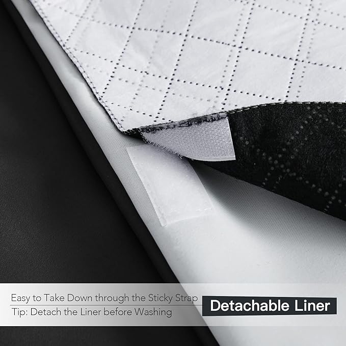 RYB HOME PM 2.5 Filter Curtains for Living Room, Noise Reduction Room Darkening Window Coverings Melt Blown Fabric Liner for Dust Sandstorms Smog Pollen Odor Filtering, Black, W52 x L84 inch, 2 Panels