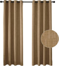 Jacquard Linen Curtains 108 inch Length 2 Panels Thick Faux Linen Blended Window Drapes Burlap Textured Curtains with Grommet for Living Room Bedroom Farmhouse (52x108 Light Coffee) Natural
