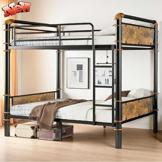 SIGONE Stronger & Safer Heavy Duty Twin XL Over Twin XL Size Bunk Bed for Adults Teens, Thickened More Stable Metal Bunkbed Frame (Greater Weight Capacity)