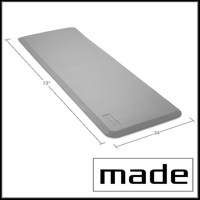Made Medical 73" x 24" Bedside Non-Slip Fall Mat for Elderly - Fall Prevention Anti-Skid Pad with Beveled Edge Anti-Fatigue Floor Mat, Gray