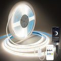 COB LED Strip Lights Natural White,24V Dimmable led Light Strip KIT with Remote and app Control,4000K 25FT/7.5m 8mmwide Ra>90 Cuttable Flexible Strip Lights for Bedroom,Wardrobe,Cabinet