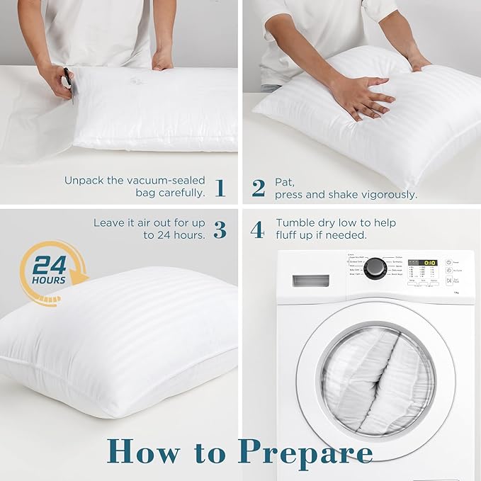 viewstar Bed Pillows Queen Size Set of 2, Hotel Collection, Down Alternative Pillow for Back, Stomach or Side Sleepers, Soft