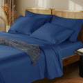 LBRO2M 1000 Thread Count 100% Egyptian Cotton Sheets Set 6 Piece Sets Full Size Bed Sheet Deep Pocket Sheet Set 16" Soft Comfortable All Season (Full, Navy Blue)