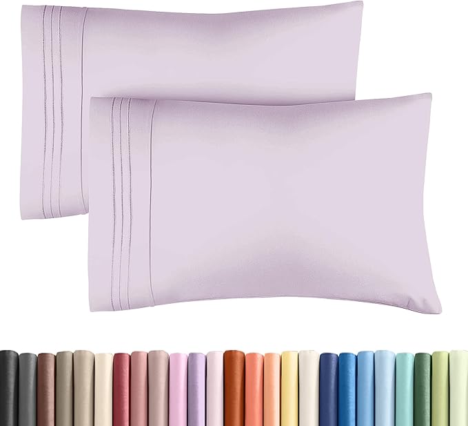 Queen Pillow Cases Set of 2 - Ultra Soft Hotel Quality Pillowcase Covers - Comfy, Cozy & Wrinkle Free - Shrinkage and Fade Resistant - Machine Washable Pillow Protectors - 2 Piece Set - Light Lavender