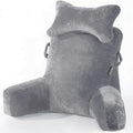 SLIGUY Reading Pillow-Bed Rest Pillow with Detachable Neck Roll & Support Arm for Sitting in Bed Couch or Floor-Backrest Reading Pillow Adult Back Pillow for Reading/Watching TV/Gaming,Dark Grey