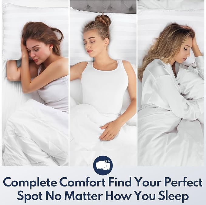 DIORIS Pillows Queen Size Set of 2 - Luxury Hotel Collection Bed Pillows for Sleeping, Supportive Side Sleeper Pillow, Fluffy Down Alternative Microfiber Filled for Back, Stomach Sleepers