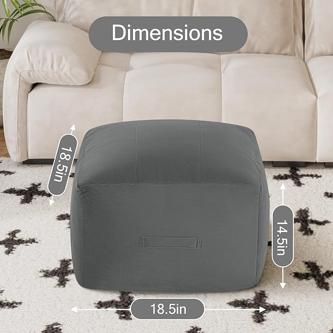 MeMoreCool Square Stuffed Pouf Ottoman Foot Rest, Floor Pouf Foot Stool with Foam Chunk Filling, Soft Stuffed Ottoman Footrest for Living Room