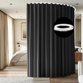 Room Divider Ceiling Mounted Curtains Track Sets Extra Wide Blackout Curtain Flexible Tracks for Bedroom Privacy Partition Separator, 1 Panel Black Drape and White Rail, W10 x H7ft