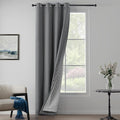 Grey Heavy Noise Resistance Curtains for Window 3-in-1 100% Blackout Curtains Grommet Thermal Insulation Room Divider Drapes for Bedroom Living Room (1 Panel, Grey, 50" x 96")