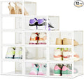 Amazon Basics Stackable and Foldable Clear Shoe Storage Organizer Box, Small, Pack of 12