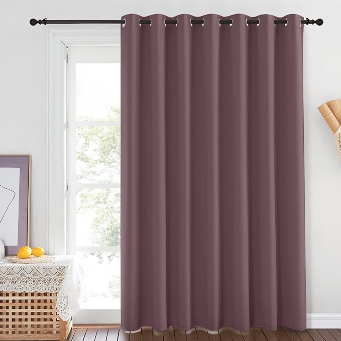 NICETOWN Blackout Dry Rose Sliding Door Curtains 84 inches Long - Grommet Thermal Insulated Patio Door Drape Room Darkening Sound Reducing Window Treatment for Girls Room (W100 x L84, 1 Panel)