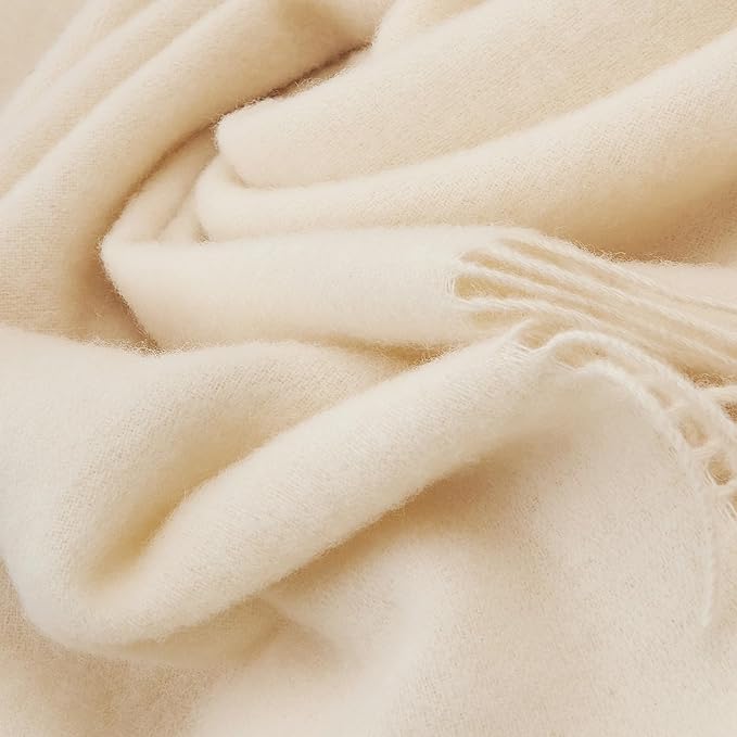| Wool Blanket/Throw | 100% New Zealand Wool | Perfect for Home and Outdoors | Virgin Wool Throw with Fringes 55"x79"(140 x 200 cm)