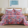 Cotton Bedspread Quilt Sets Reversible Bedding Coverlet Sets Comforter Paisley Floral Bohemian Bedspread,Bohemian Red Gorgeous Pattern,Queen Size
