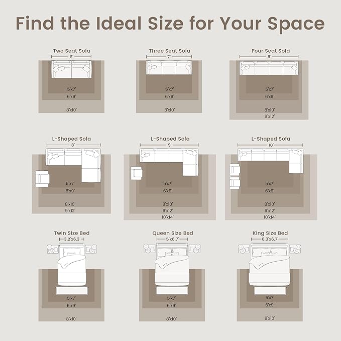 zesthome 12x15 Area Rugs, Large Washable Rug, Ultra-Thin Stain Resistant Rugs for Living Room, Bedroom, Non-Slip Backing Home Decor Area Rug (Blue/Beige,12'x15')