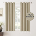 ChrisDowa 100% Blackout Tan Solid Curtains 63 Inches Long 2 Panels for Bedroom Living Room,Farmhouse Room Darkening Thermal Insulated Soundproof Grommet Top Window Treatment Drapes,52x63