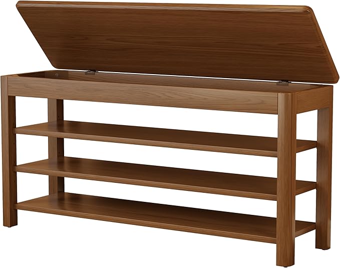 AQIMUELE 3 Tier Shoe Bench with Storage, Wood Shoe Rack for Front Door Entrance, Entryway Shoe Storage Bench.