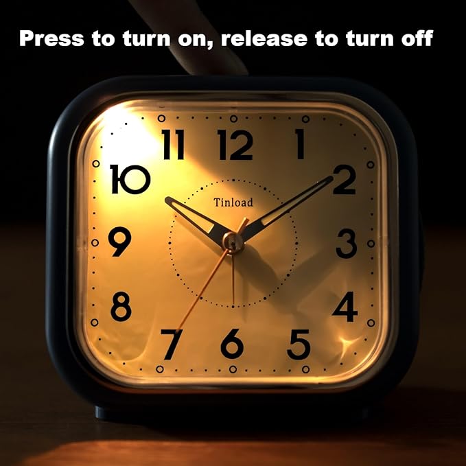 4.5" Vintage Retro Analog Alarm Clock, Super Silent Non Ticking Clock with Manual Light, Snooze, Battery Operated, Simply Design, for Living Room, Bedroom, Bedside, Desk(Blue)