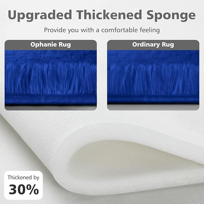 Ophanie Upgrade 4x6 Blue Rugs for Bedroom, Dark Blue Fluffy Shaggy Soft Carpet, Navy Indoor Floor Carpet for Kids Baby Boys Teen Dorm Room, Nursery,Home Decor Aesthetic