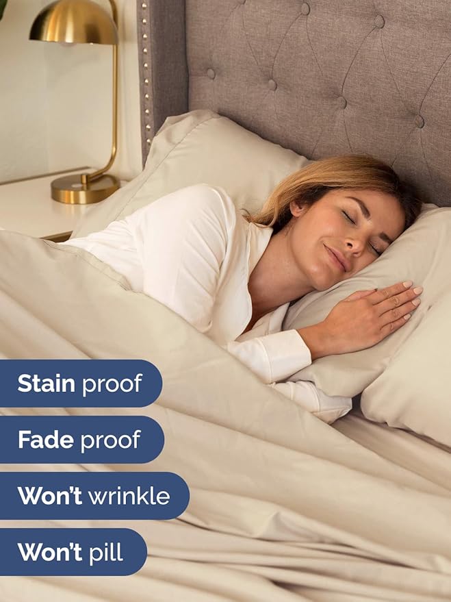 Extra Deep Full Sheet Set - 6 Piece Breathable and Cooling Sheets - Hotel Luxury Bed Sheets Set - Easy & Secure Fit - Soft, Wrinkle Free and Comfy Sheets Set - Wheat Sheet Set with Extra Deep Pockets
