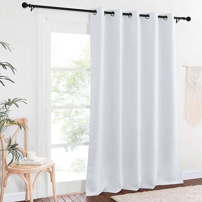 NICETOWN Room Divider Curtain 110 inches Long, Grommet Room Darkening Curtain Thermal Window Treatment Sound Dampening for Sliding Glass Door, Greyish White, W66 x L110, 1 Panel