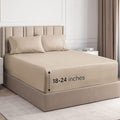 Extra Deep Twin Sheet Set - 4 Piece Breathable and Cooling Sheets - Hotel Luxury Bed Sheets Set - Easy & Secure Fit - Soft, Wrinkle Free and Comfy Sheets Set - Cream Sheet Set with Extra Deep Pockets