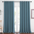 NICETOWN Blackout Curtain Drape for Bedroom - Light Reducing Thermal Insulated Solid Grommet Room Darkening Window Curtain 90 inches Long for Living Room (Smoky Blue, 1 Piece, W66 x L90)