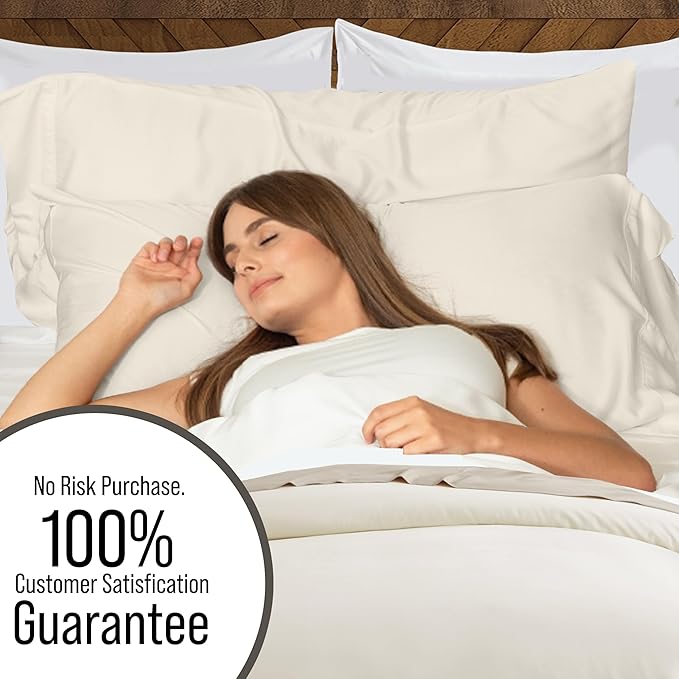Bella Coterie Luxury Bamboo Viscose King Size Duvet Cover Set | 100% Organically Grown | Corner Ties | Ultra Soft | Cooling | Two Pillow Shams | 106 x 94 | No Insert [Ivory]
