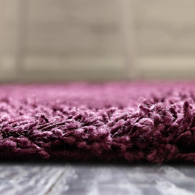Unique Loom Solid Shag Collection Area Rug (2' 2" x 6' 7" Runner Eggplant Purple)