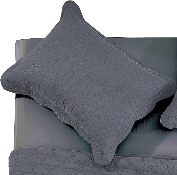 CHIXIN Microfiber King Pillow Shams Set of 2 - Decorative Pillow Covers - Dark Grey - Size (20" x 36")
