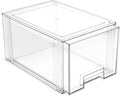 BINO | Stackable Storage Drawers, Tall Large - Clear | THE CRATE COLLECTION | Storage Bins With Drawers | Bathroom Organizers | Under Sink Organizer | Vanity Cabinet Home Organization