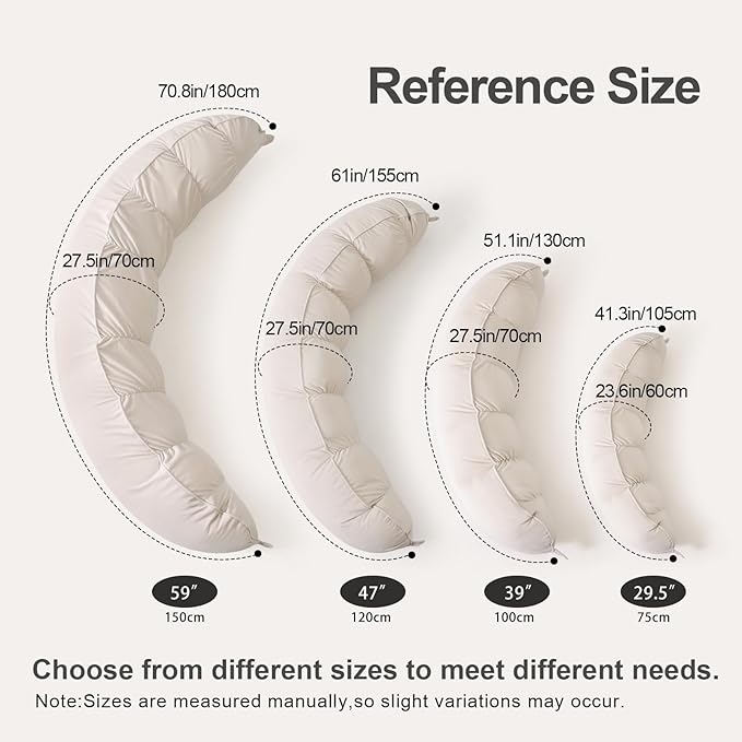 Peallow(Pat. Pend) – Long Round Body Pillow for Adults, Bolster Pillow for Sleeping, Soft and Supportive Pillow for Sleeping & Lumbar Support (Misty White,47")