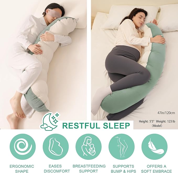 Peallow(Pat. Pend) – Long Round Body Pillow for Adults, Bolster Pillow for Sleeping, Soft and Supportive Pillow for Sleeping & Lumbar Support