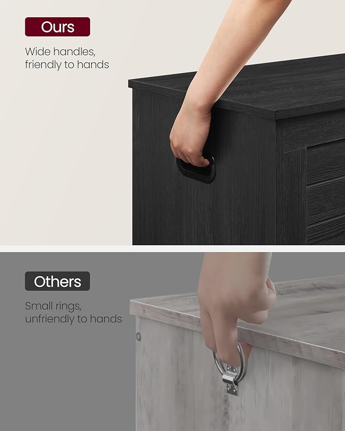 VASAGLE Storage Chest, Storage Bench with 2 Safety Hinges, Farmhouse Style, 15.7 x 39.4 x 18.1 Inches, for Entryway, Bedroom, Living Room, Charcoal Gray ULSB061B01