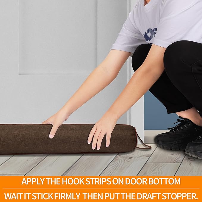 TORRAMI 32" Door Draft Stopper Under Bottom Insulation Noise Air Stopper 2.36LB,Sound Proof Draft Guard Seal for Doors and Windows - Triangle Coffee